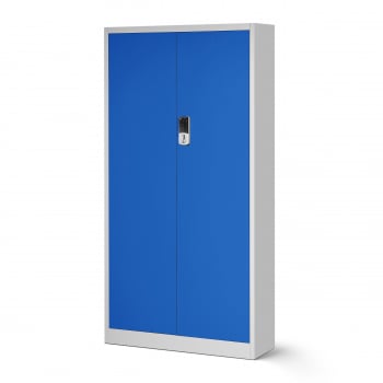 Metal office file cabinet DANIEL, 900 x 1850 x 400 mm, grey-blue