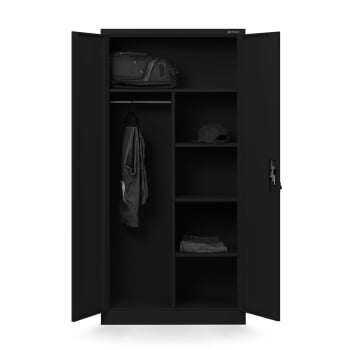JAN NOWAK armoire de rangement DAWID 900 x 1850 x 450 mm, All Black : noire