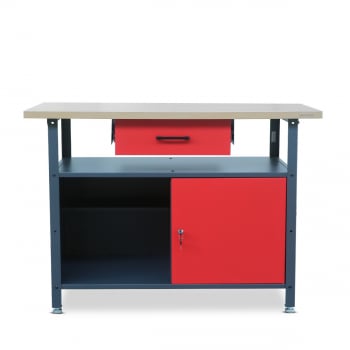Stół warsztatowy ERIC, 1200 x 850 x 600 mm, antracytowo-czerwony