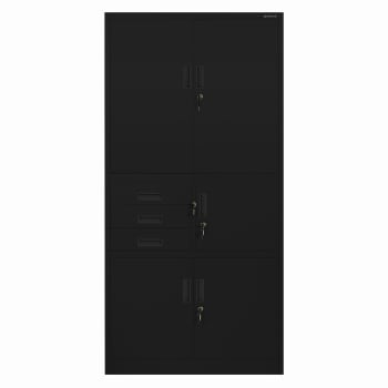 Aktenschrank mit Schubladen und Tresor FILIP II, 900 x 1850 x 400 mm, schwarz