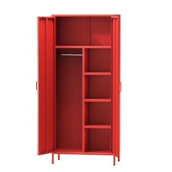 Wardrobe with shelves FLAVIO, 800 x 1850 x 450 mm, Modern: red