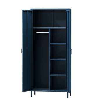Wardrobe with shelves FLAVIO, 800 x 1850 x 450 mm, Modern: dark blue