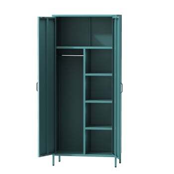 Wardrobe with shelves FLAVIO, 800 x 1850 x 450 mm, Modern: sea green