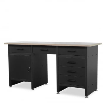 Werktisch mit Schubladen FRANK, 1700 x 850 x 600 mm, schwarz