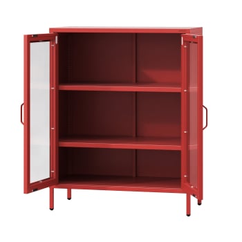 Niska witryna GINA, 800 x 1015 x 400 mm, Modern: czerwona
