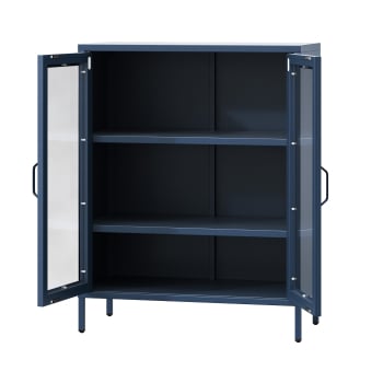 Small showcase for living room GINA, 800 x 1015 x 400 mm, Modern: dark blue