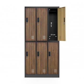 JAN NOWAK Eco Design model IGOR 900 x 1850 x 450 szafa socjalna szafa loft 6-drzwiowa: antracytowa/orzech