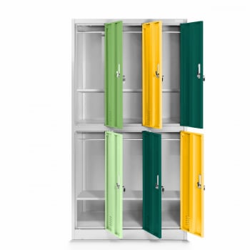 6-doors OHS school cabinet for clothes IGOREK, 900 x 1500 x 450 mm, grey-multicolor