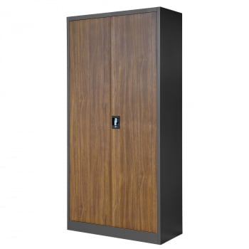 Ensemble 4x Armoire en métal verrouillable JAN H, 900 x 1950 x 400 mm, Eco Design: anthracite/ couleur noyer