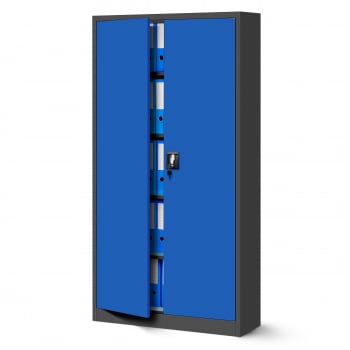 Abschließbarer Aktenschrank für Büro JAN H, 900 x 1950 x 400 mm, anthrazit-blau
