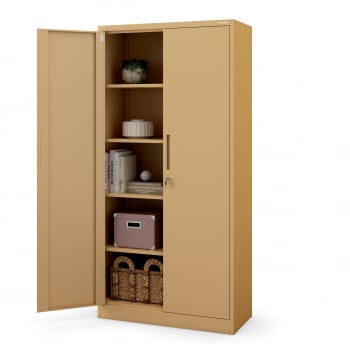 Lockable office cabinet JAN, 900 x 1850 x 400 mm, Fresh Style: beige