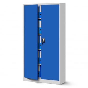 Metal office file cabinet JAN H, 900 x 1950 x 400 mm, grey-blue