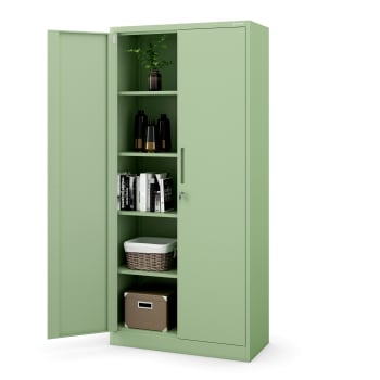 Szafa dwudrzwiowa z półkami JAN H, 900 x 1950 x 400 mm, Fresh Style: pastelowy zielony 