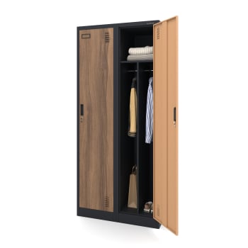 6-doors OHS storage cabinet KACPER, 800 x 1800 x 500 mm, Eco Design: anthracite/ walnut