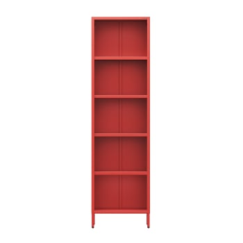 Bücherregal schmal MARIO, 500 x 1800 x 350 mm, Modern: rot
