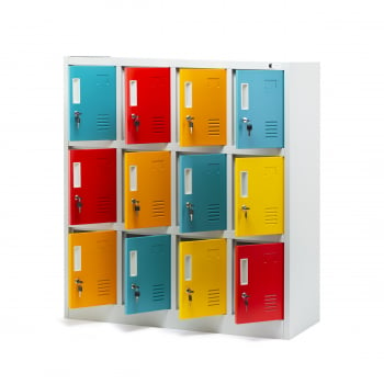 Metalen lockers voor kleedkamers, kleuterschool OLA, 1090 x 1200 x 450 mm, grijs-veelkleurig