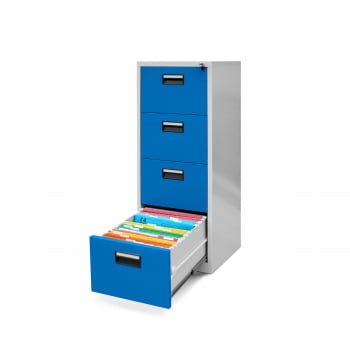 Metalen archiefkast SARA V4, 460 x 1320 x 620 mm, grijs-blauw