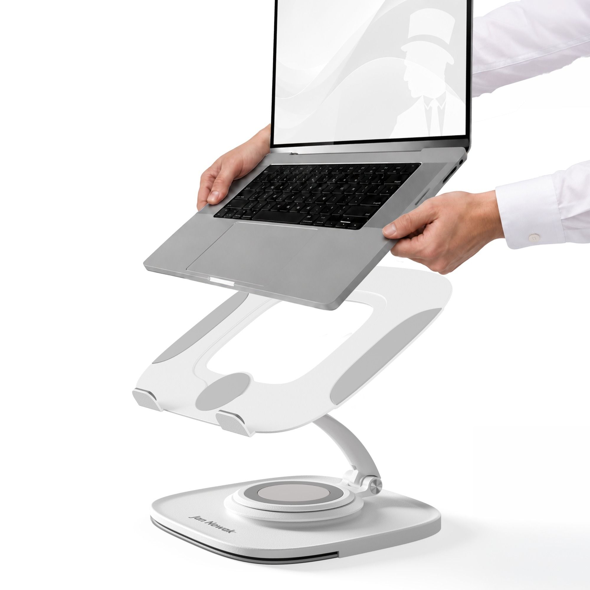 Verstelbare witte laptop onderlegger standaard, 265x200x74-225 mm