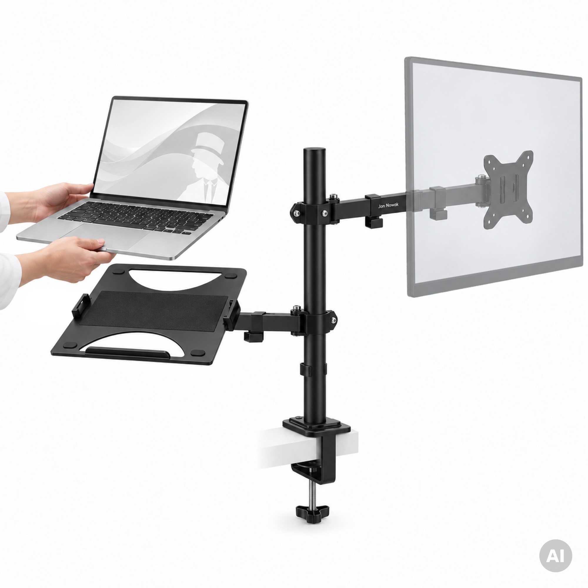 Soporte para monitor y portátil 2 en 1 negro: MARK