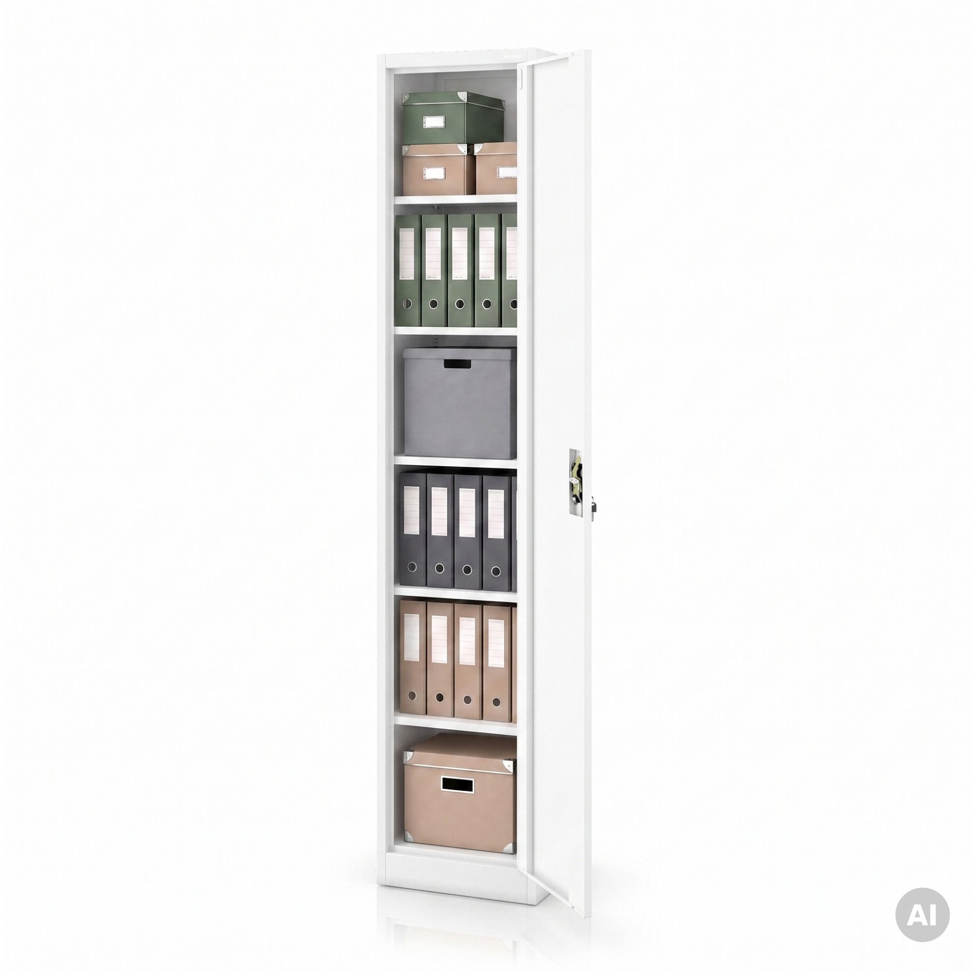 Archiefkast kaartenkast afsluitbaar met sleutel hoog wit, 450x2200x400 mm: ALEX H2200