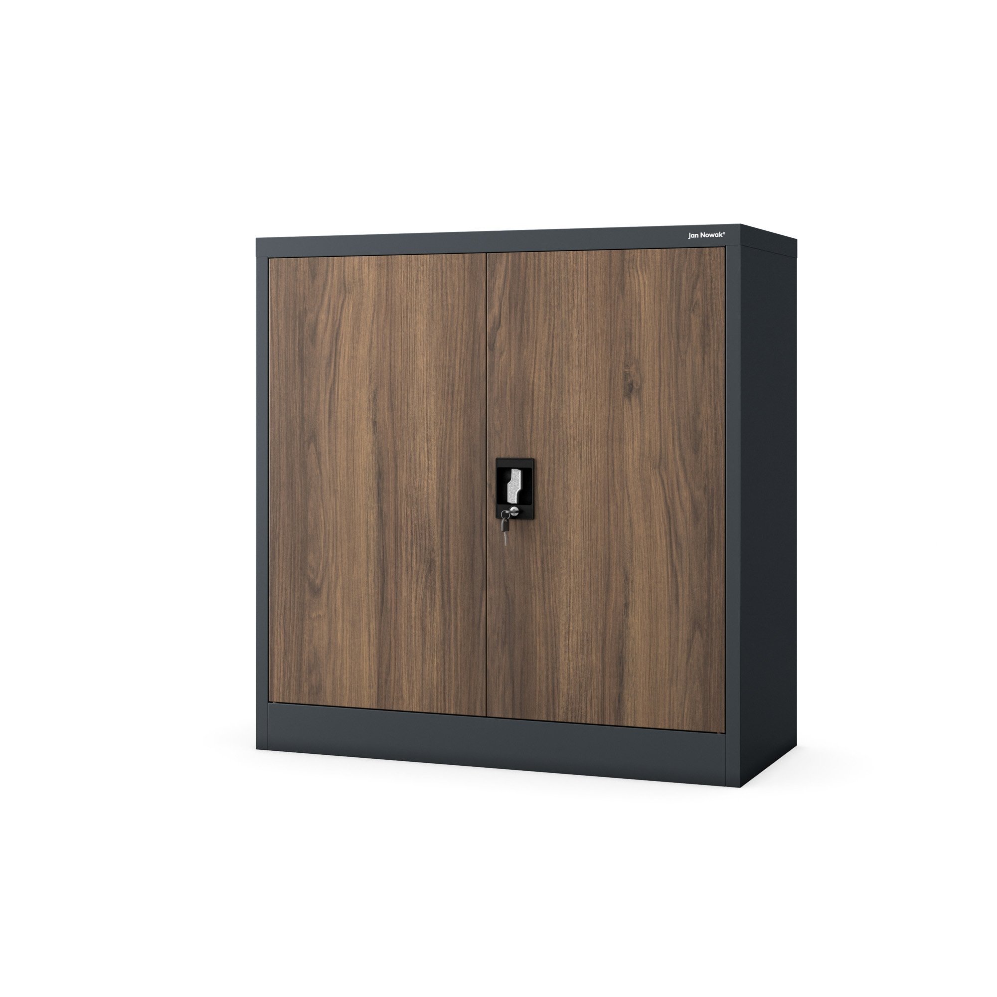Metalowa szafka do gabinetu BEATA, 900 x 930 x 400 mm, Eco Design: antracytowa/ orzech