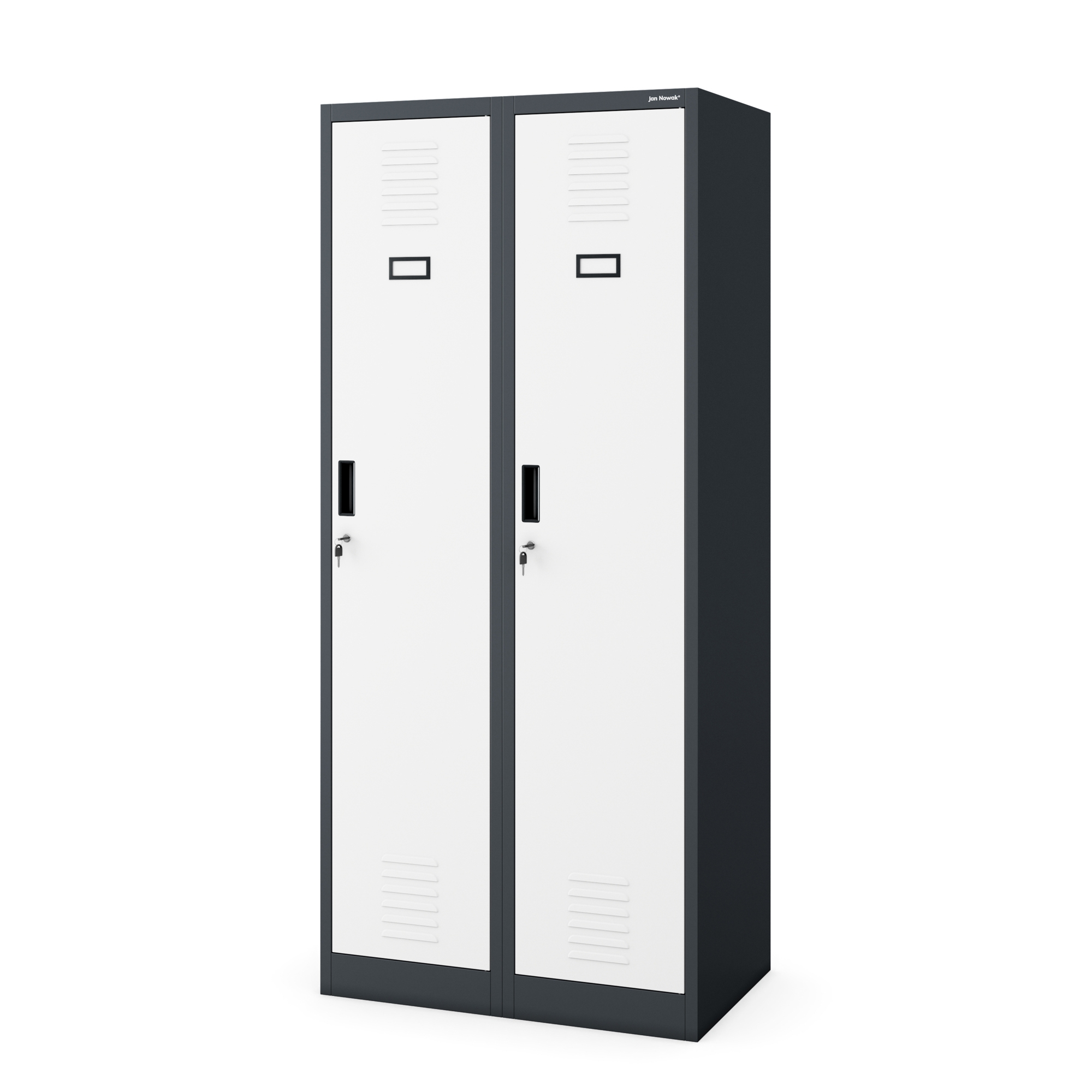 Szafa socjalna BHP ubraniowa czterokomorowa KACPER, 800 x 1800 x 500 mm, antracytowo-biała