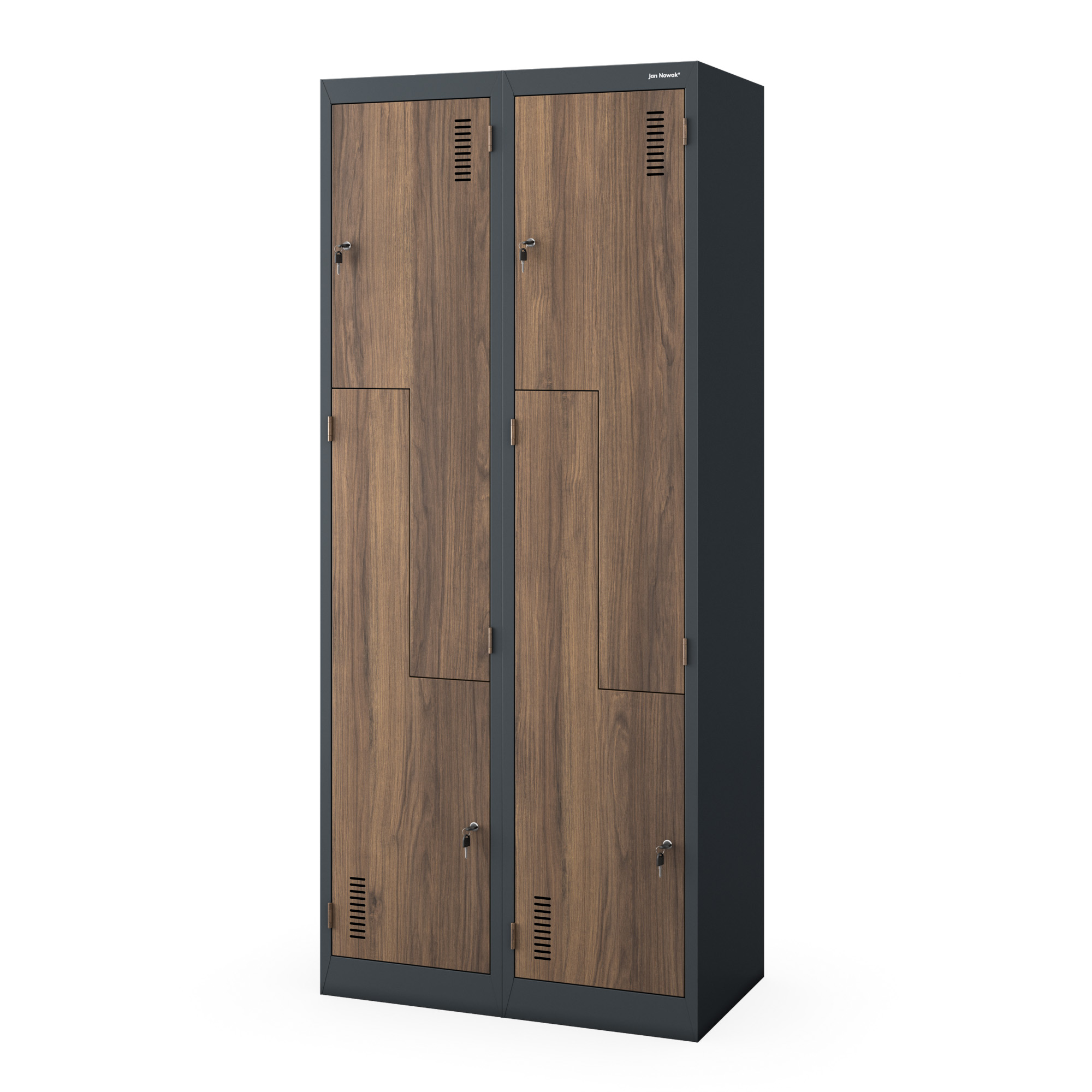 Szafa metalowa ubraniowa JULIA, 800 x 1850 x 450 mm, Eco Design: antracytowa/ orzech