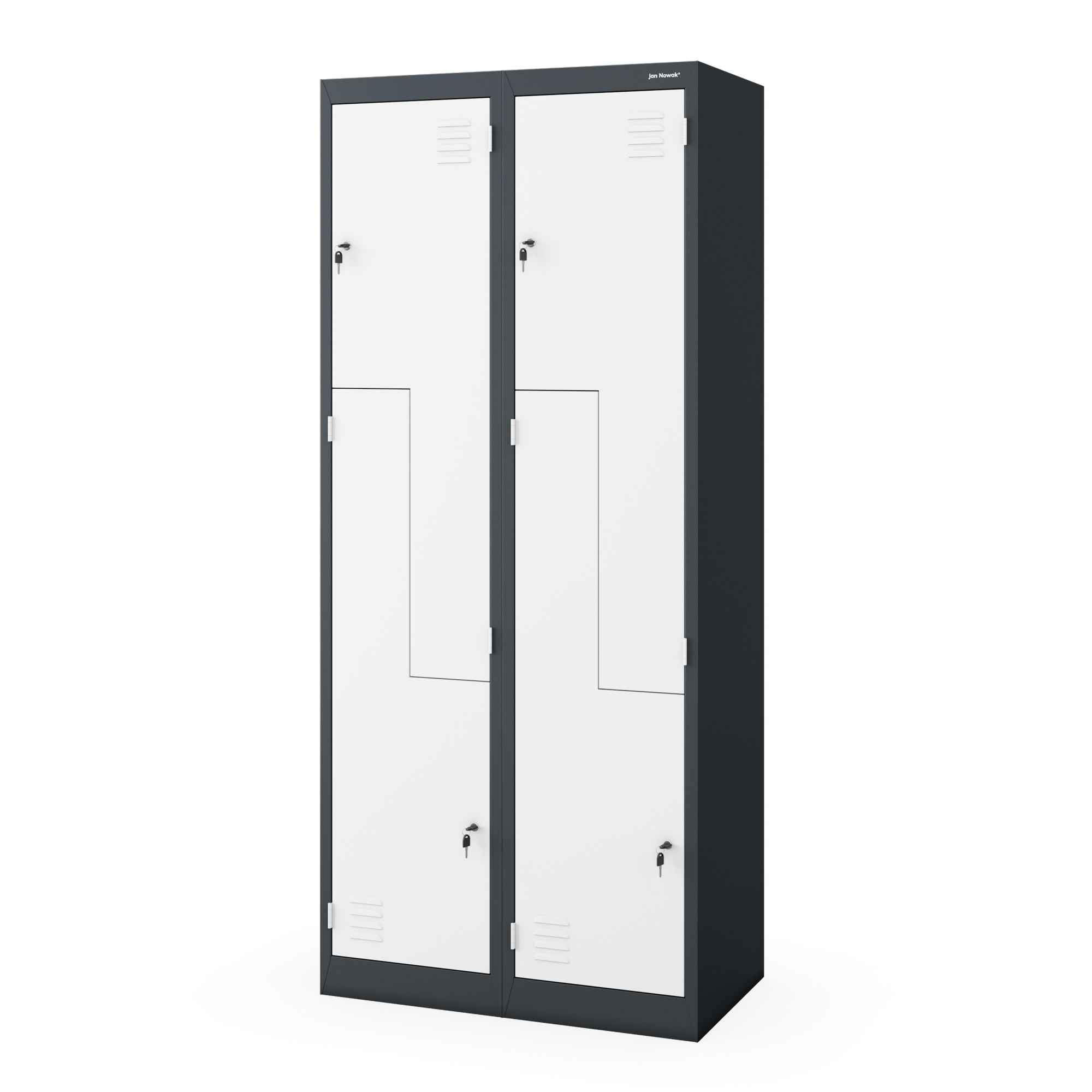 Szafa ubraniowa typu L JULIA, 800 x 1850 x 450 mm, antracytowo-biała