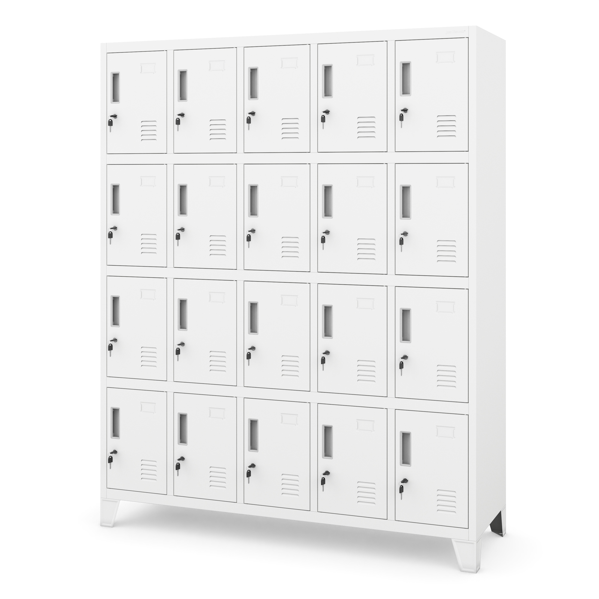 Metalowa szafa socjalna BHP skrytkowa ROBERT 1360 x 1720 x 450 mm, biała